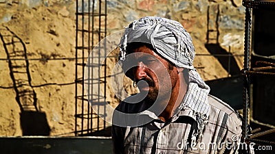 Face of Afghanistan construction worker Editorial Stock Photo