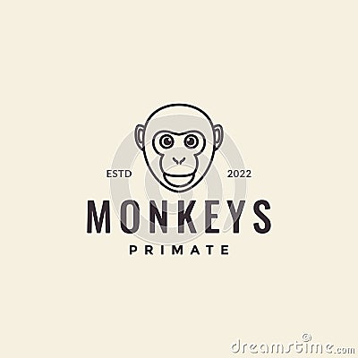 Face ape monkey minimal hipster logo design Vector Illustration