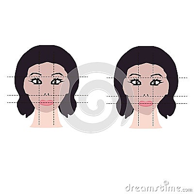 Face asymmetry. Cosmetic defect. Incorrect teeth bite Vector Illustration