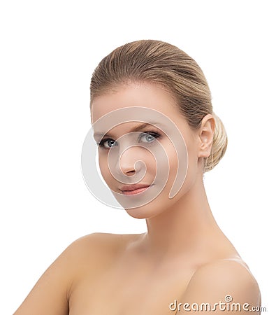 Face of a beautifyl girl. Plastic surgery, skin lifting and cosmetics concepts. Stock Photo