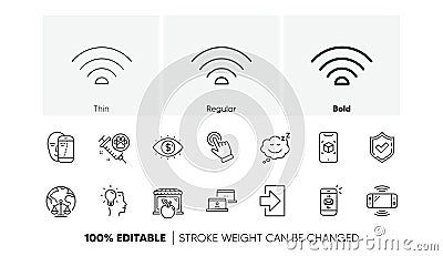 Face biometrics, Game console and Sleep line icons. For web app, printing. Line icons. Vector Vector Illustration