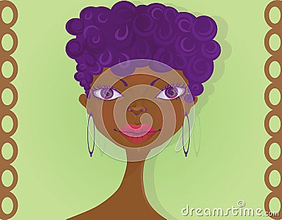 Face of a black girl with afro hairstyle Vector Illustration