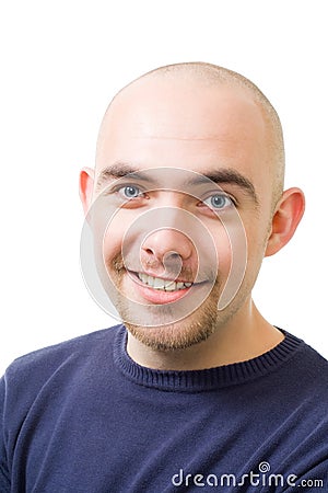 Face of bold handsome man smiling Stock Photo