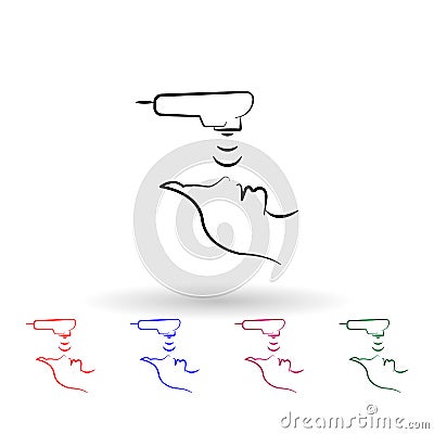 Face brashing multi color icon. Simple outline, thin line vector of antiaging icons for ui and ux, website or mobile application Stock Photo