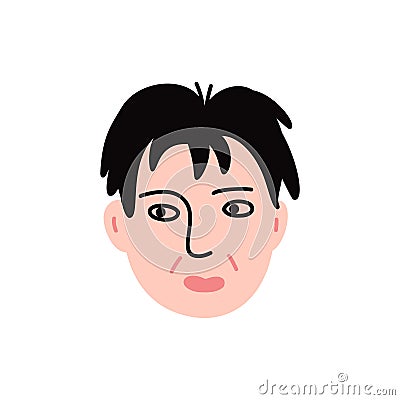 face brunette male avatar Vector Illustration
