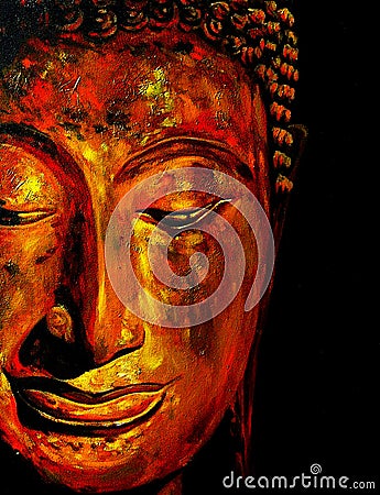 Face of buddha abstract background Cartoon Illustration