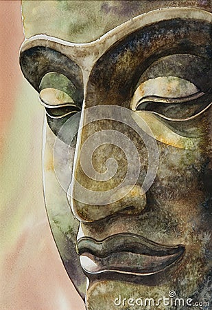 A face of Buddha image of Thailand Stock Photo