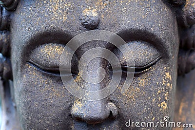 Close-up shot of the stone Buddha`s eye. Stock Photo