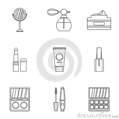 Face care icons set, outline style Vector Illustration