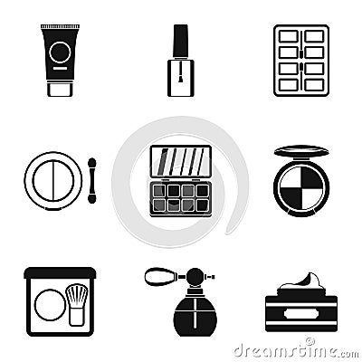 Face care icons set, simple style Vector Illustration