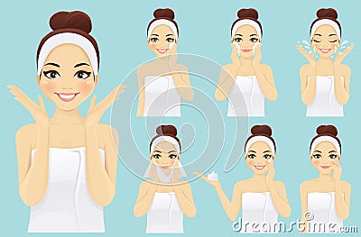 Face care woman set Vector Illustration