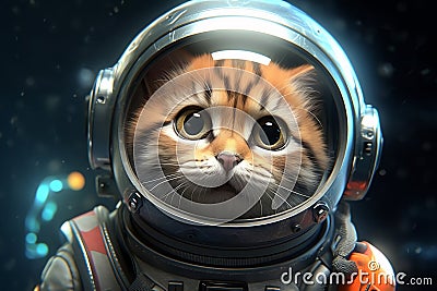 Face of cat in spacesuit looking something, AI generative Stock Photo