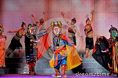 Face-Changing Performance on Lantern Festival Editorial Stock Photo