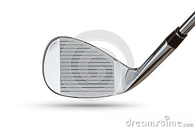 Face of Chrome Golf Club Wedge Iron On White Stock Photo