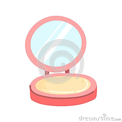 Face compact powder in opened package. Hand drawn makeup product. Vector illustration Vector Illustration