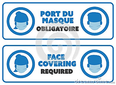 Face covering required sign symbols male and female Vector Illustration