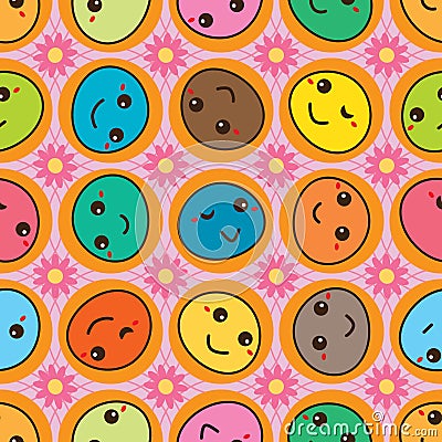 Face cute look rotate seamless pattern Vector Illustration