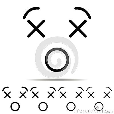 Face, with, dead, eyes different shapes icon. Simple thin line, outline vector of emotion icons for UI and UX, website or mobile Stock Photo