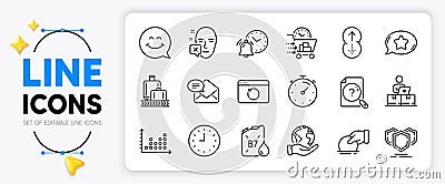 Face declined, Dot plot and Recovery internet line icons. For web app. Vector Vector Illustration