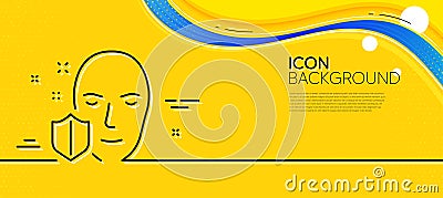 Face detection protected line icon. Secure access sign. Minimal line yellow banner. Vector Vector Illustration