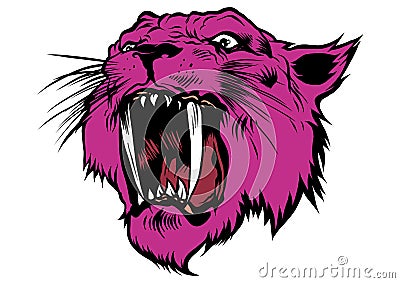 Face of a drawn pink panther illustration Vector Illustration