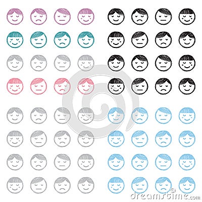 Face Emotions Icon Set Vector Illustration
