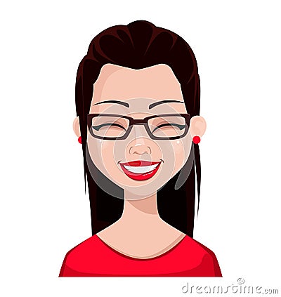 Face expression of beautiful brunette woman Vector Illustration