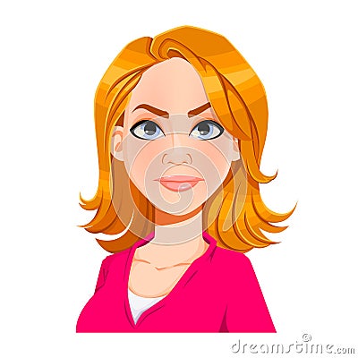 Face expression of beautiful woman, angry Vector Illustration