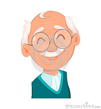 Face expression of grandfather, cheerful Vector Illustration