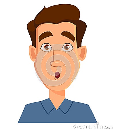 Face expression of a man - surprised. Male emotions. Vector Illustration