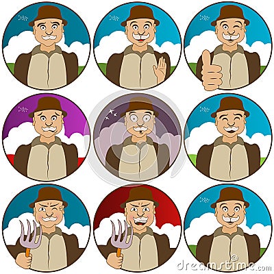 Face expressions-villager Stock Photo