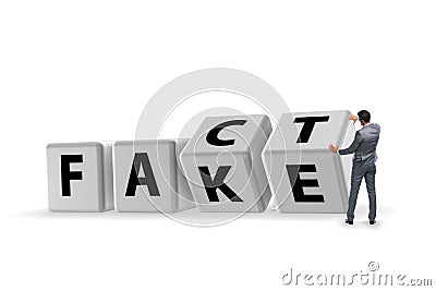 Face or fact concept with turning cubes Stock Photo