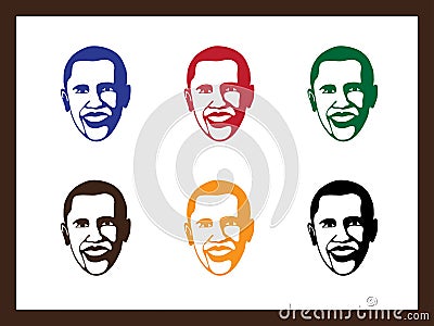face of former President Barack Obama in different colors Editorial Stock Photo