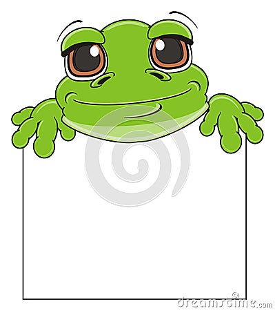 Face of frog stick out from blank plate Stock Photo