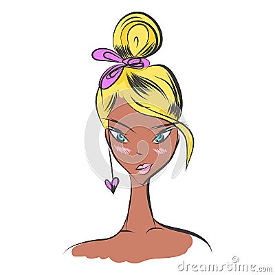 Face glamorous girl cartoon Vector Illustration