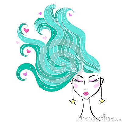 Face glamorous girl cartoon Vector Illustration