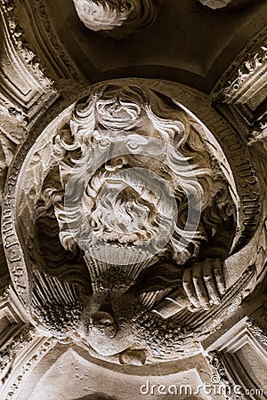 The Face of God the Father in the Baptistery of the Cathedral of St. James in Sibenik, Croatia Editorial Stock Photo