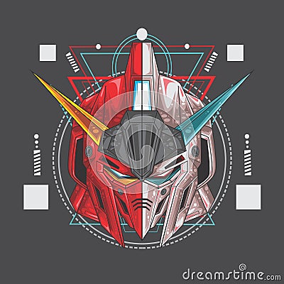 2 face gundam Vector Illustration