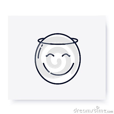 Face with halo line icon. Editable illustration Cartoon Illustration