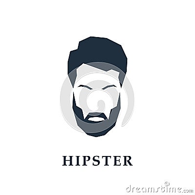 The face of a hipster with a hair, beard and mustache. Vector Illustration