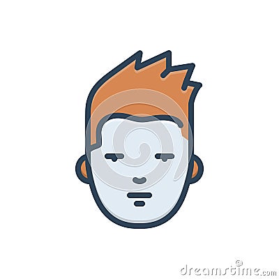Color illustration icon for Face, sad and avatar Cartoon Illustration