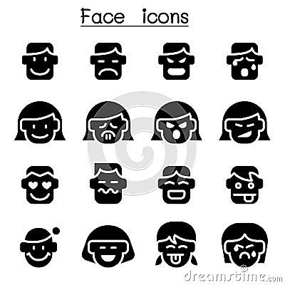 Human Face icon set Vector Illustration
