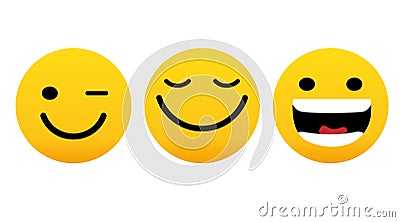 Face icons, Feedback in form of emotions. Rank, level of satisfaction rating. User experience. Review of consumer.Vector Cartoon Illustration