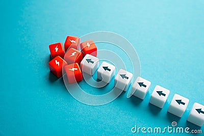 Face an insurmountable obstacle. Work violation of due to force majeure. Blocking, it is impossible to move on without resolving Stock Photo