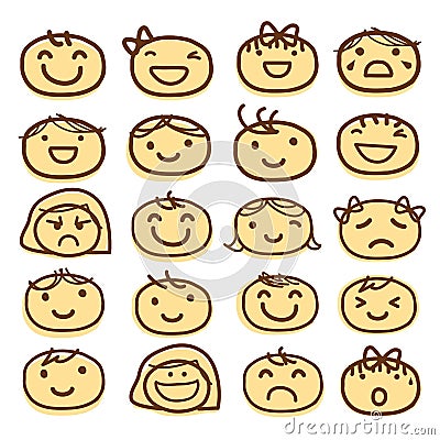 Face Kids Draw Emotion Feeling Icon Cute Cartoon Vector Design Vector Illustration