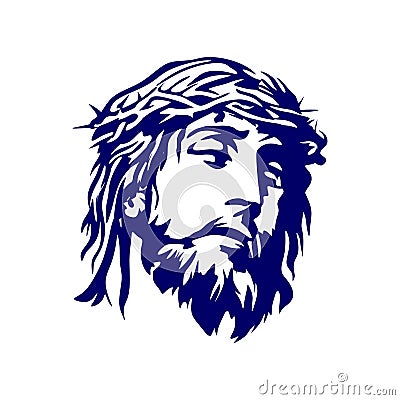 Face of the Lord Jesus Christ. Vector Illustration