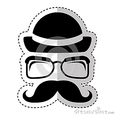 Face male hipster style Vector Illustration