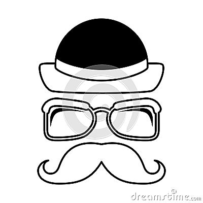 Face male hipster style Vector Illustration