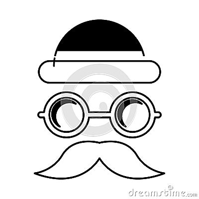 Face male hipster style Vector Illustration