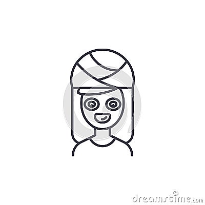 Face mask linear icon concept. Face mask line vector sign, symbol, illustration. Vector Illustration